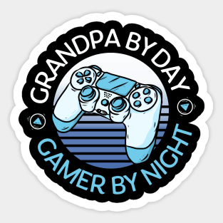 Grandpa By Day Gamer By Night Cool Gaming Quote Sticker